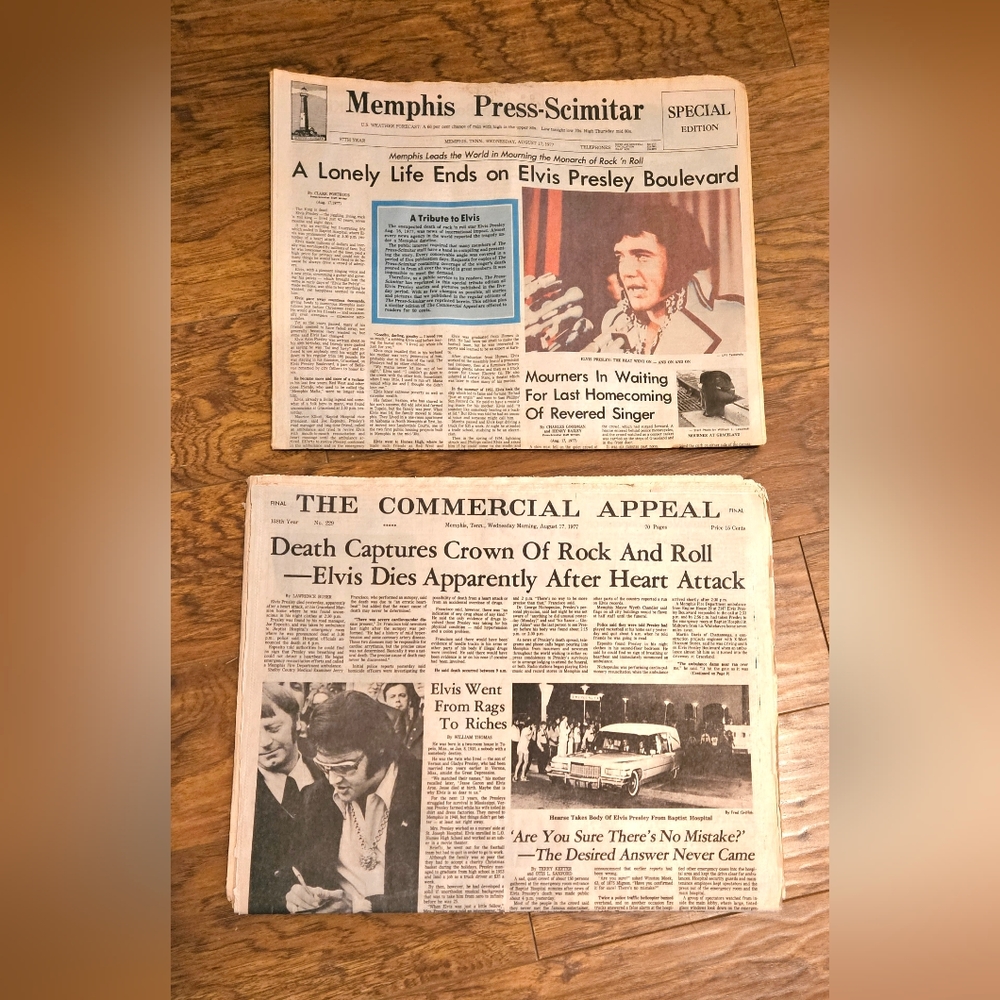 Original Elvis Death newspapers 1977